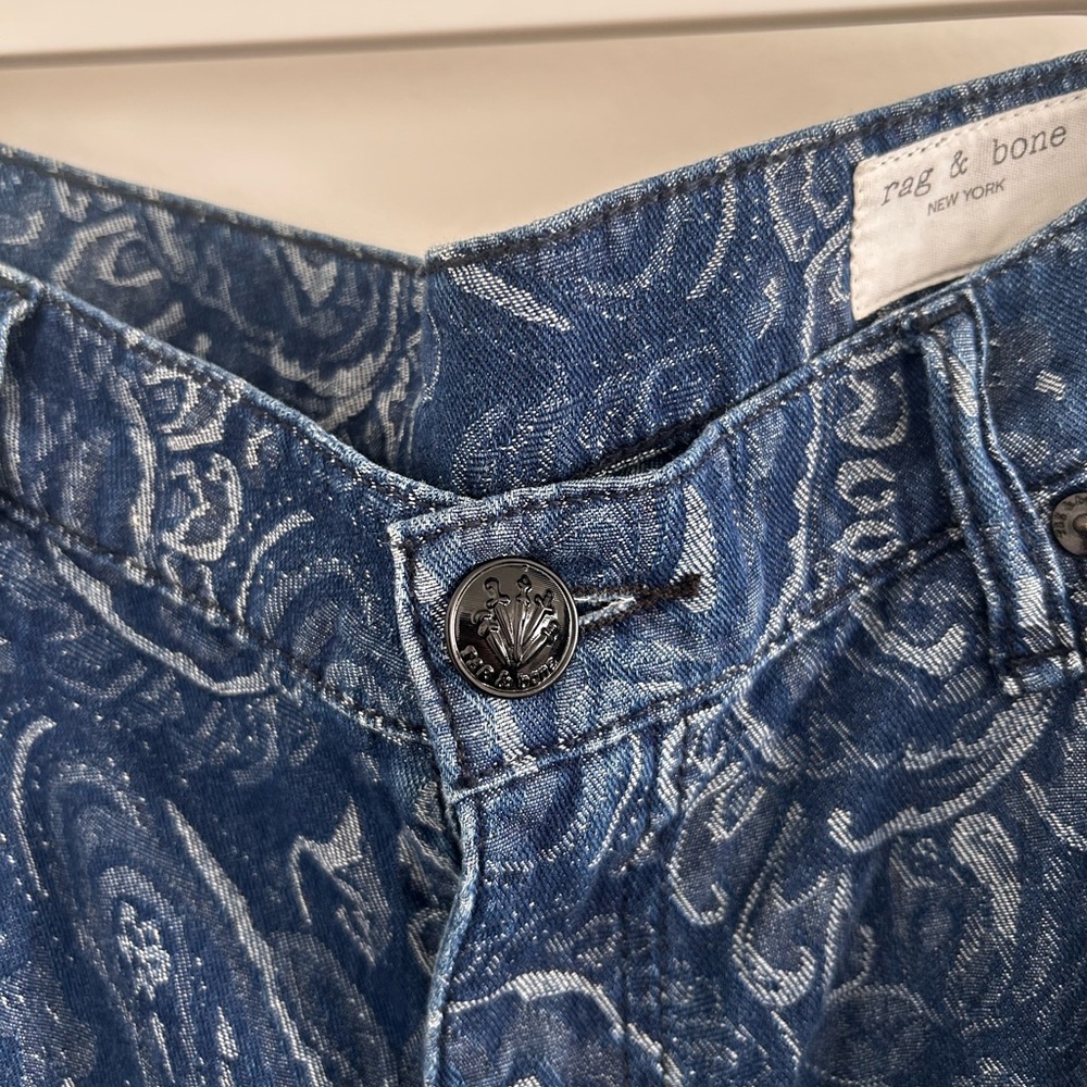 rag & bone Blue Paisley Wide Leg Jeans - Picture 3 of 5